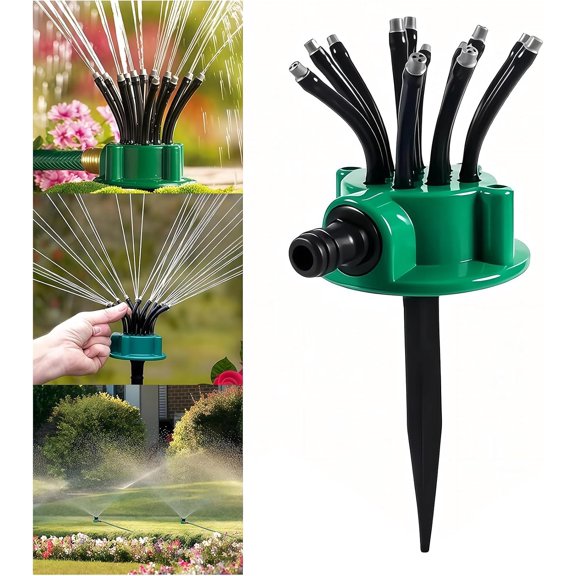 360° Coverage Precision Garden Irrigation Sprinkler Multi-Adjustable Rotating Garden Irrigation System Sprinkler on Spike Base Large Coverage for Water Sprinklers Yard Lawn Garden Flower Bed (1 Pack)