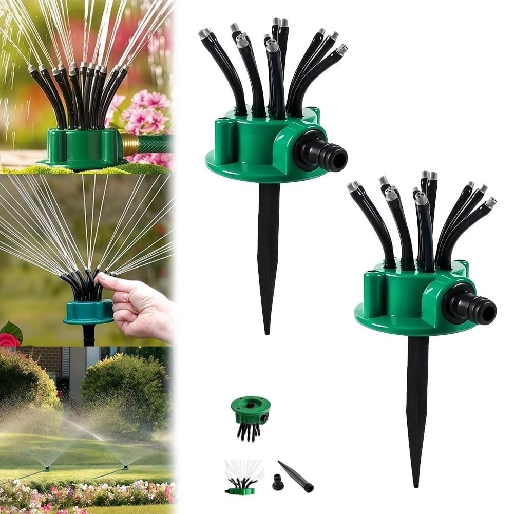 360° Coverage Precision Garden Irrigation Sprinkler, Rotating Water Saving Sprinkler with Spike Base