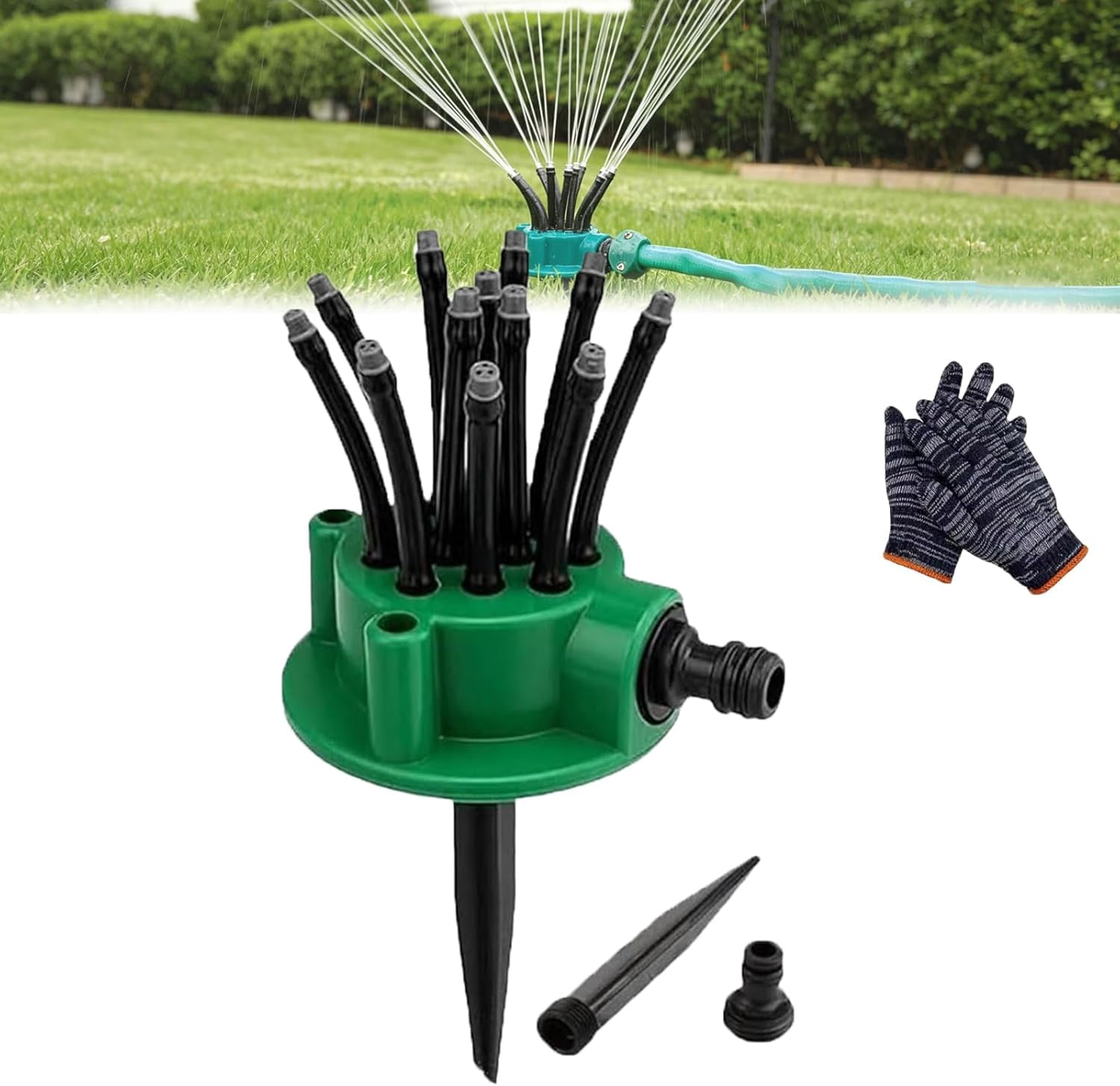 360° Coverage Precision Garden Irrigation Sprinkler, Sprinklers for Yard, Lawn Sprinkler Large Area Coverage, Adjustable Water Saving System with Heavy Duty Spike Base for Grass (1pcs)
