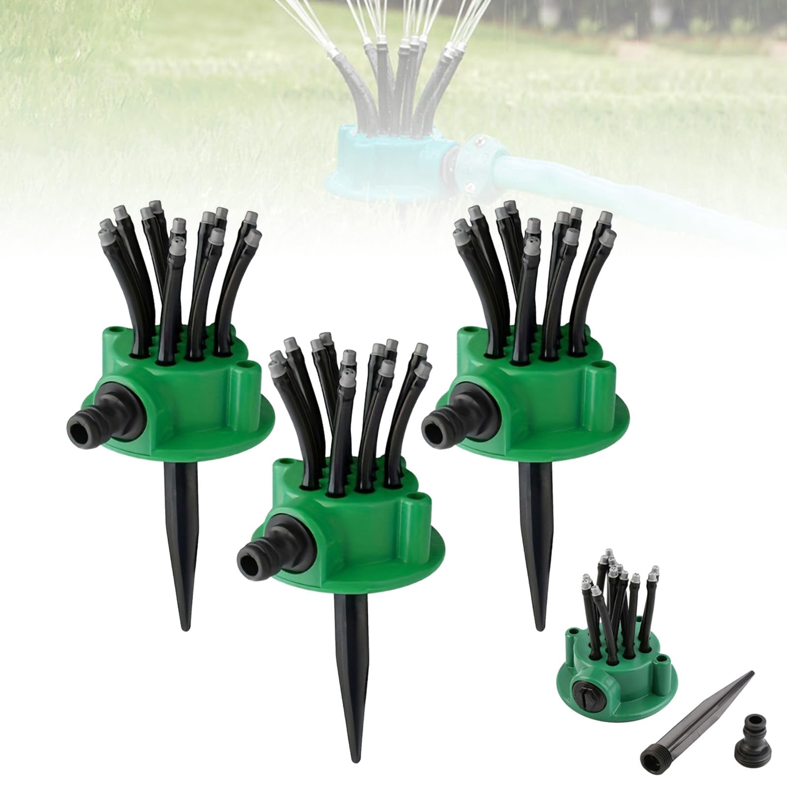 360° Coverage Precision Garden Irrigation Sprinkler, utomatic Rotating Lawn Sprinkler for Yard Large Area, Adjustable Water Saving System with Heavy Duty Spike Base for Grass