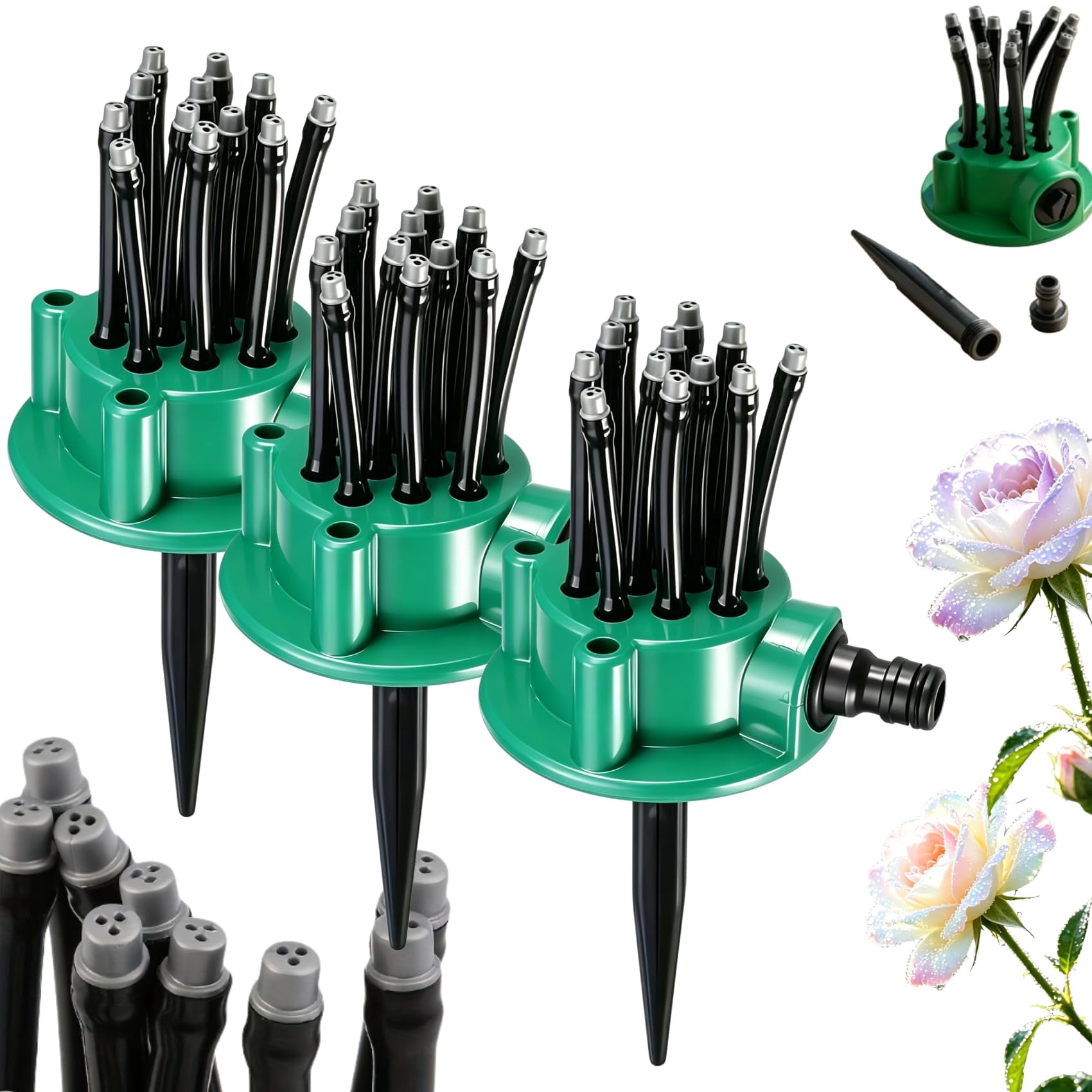 360° Coverage Precision Garden Irrigation Sprinkler with Heavy-Duty Spike Base, Automatic Rotating Lawn Sprinkler, for Yard, Lawn Sprinkler