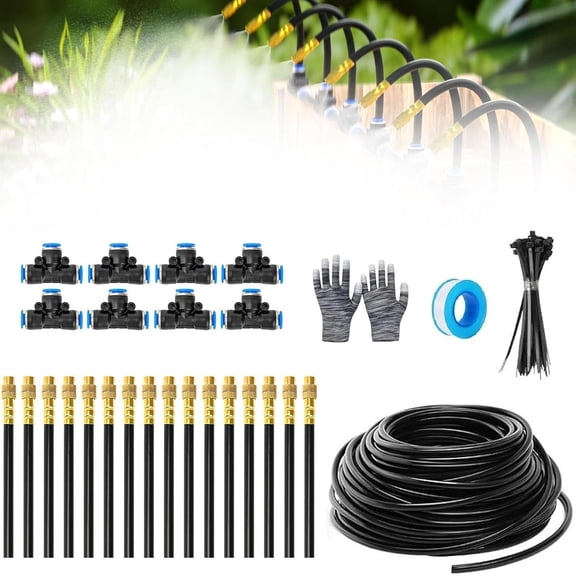 360 Curved Garden Automatic Irrigation System, Upgraded Flexible Hose Drip Irrigation Kit, Tool-Free Quick Installation Watering System for Raised Beds, Lawn (49.2FT/15m Set)
