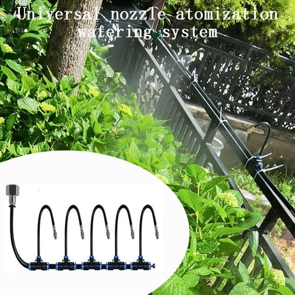 360° Curved Garden Automatic Irrigation System, Water-Saving Design, Adjustable Nozzle, Quick Installation for Lawns, Greenhouses & Farms, Flower Beds (16.4Ft Set (16.4Ft Hose + 5 Nozzles))