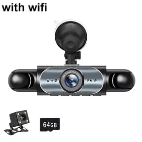 360 Dash Cam Front and Rear View 4 Channel Dash Camera for Car, 32/64GB Memory Card, with Infrared Lamps Night Vision, G, 24H Parking Mode for Cars Front/Rear/Left/Right Car Accessories