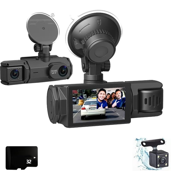 360° Dash Cam Front and Rear Inside,1080P Dash Camera for Cars,3 Channel Car Camera Front Rear and Inside(1set)