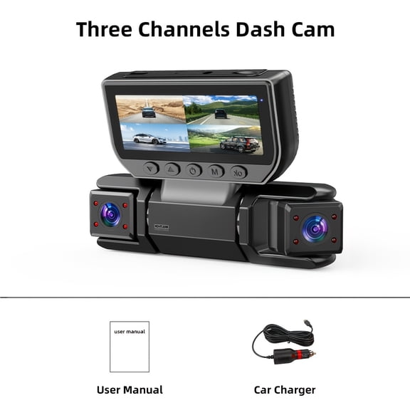 360° Dash Cam USA | 4 Channel Front/Rear/Left/Right Recording, Night Vision, 3.16" IPS Screen With WiFi, G-Sensor, Parking Mode, Video Capture, 32GB Card