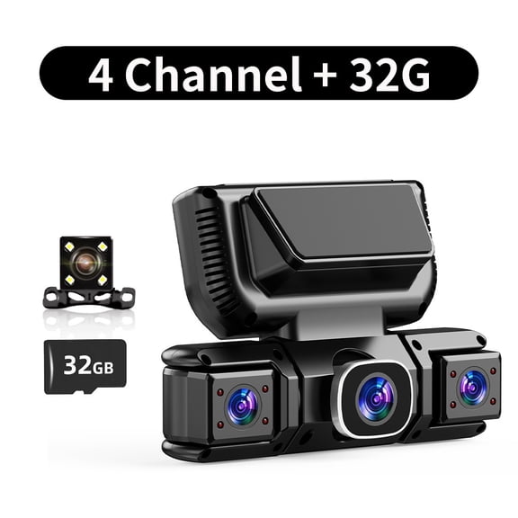 360° Dash Cam USA | 4 Channel Front/Rear/Left/Right Recording, Night Vision, 3.16" IPS Screen With WiFi, G-Sensor, Parking Mode, Video Capture, 32GB Card
