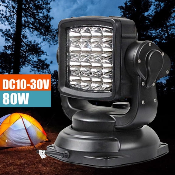 360 Degree 80W Remote Control LED Search Light Lamp Boat Yacht Marine Wireless