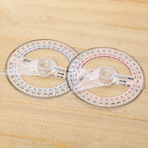 360 Degree Adjustable Protractor Ruler - Precision Angle Measurement Tool for Students, Architects, and Engineers