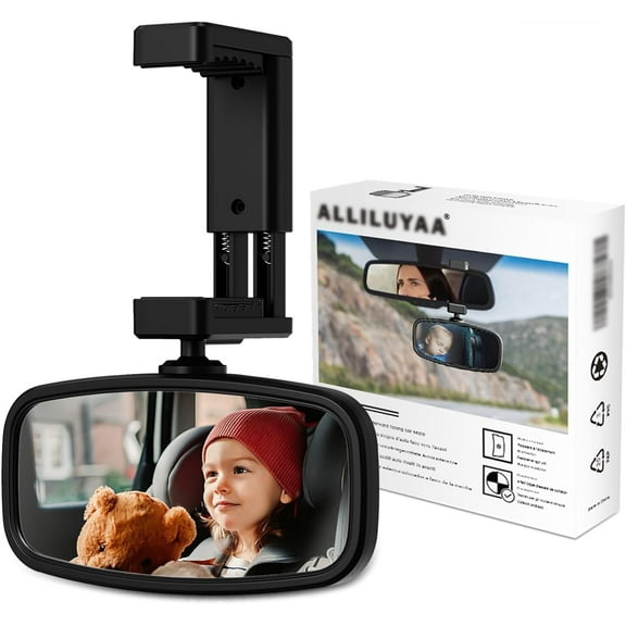 360-Degree Baby Car Mirror for Rear-Facing Seats,Kids Safety Mirrors with Tool-Free Installation,Kids Rear View Mirror BPA-Free Shatterproof & ASTM Certified (Adjustable 14"-22")