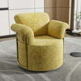 thumbnail image 1 of 360 Degree Barrel Accent Chair with Upholstered and Anti-slip Foot Plugs,Swivel Chair with Gold Metal Legs, Reading Arm Chair for Living Room,Bedroom,Office, Yellow, 1 of 7