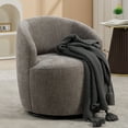 thumbnail image 1 of 360 Degree Chenille Swivel Chair, Modern Barrel Club Armchair with Metal Base for Living Room Bedroom, Gray, 1 of 7