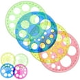 thumbnail image 1 of 360 Degree Circular Protractor Ruler with 16 Circle Templates, Plastic Tool and Home Use, 1 of 7