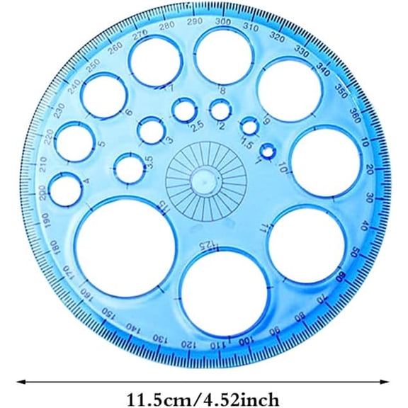 360 Degree Circular Protractor with 16 Circles for Office Measuring and Drafting