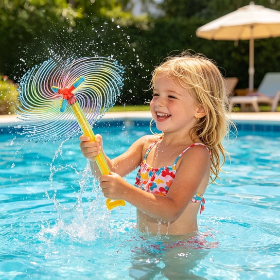 360 Degree Fireworks Rotating Water Spray,Romance Firework Style Water Spray Gun,Splash For Pool Beach Backyard Garden Game,Large Capacity Fire Works Watergun for Bathing Pool,Party Entertainment