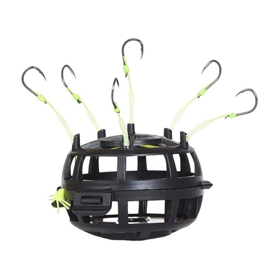 360 Degree Floating Bait Cage Spring Feeders and Fishing Hooks Net Basket Tackle Set for Shore Casting