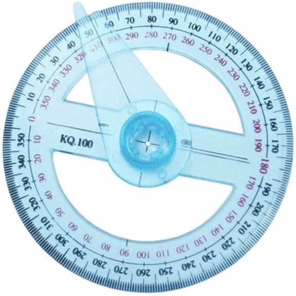 360 Degree Full Circle Plastic Protractor, 360 Angle Measuring Tool, Round Goniometer for Drafting, Drawing, Geometry and General Measuring Work