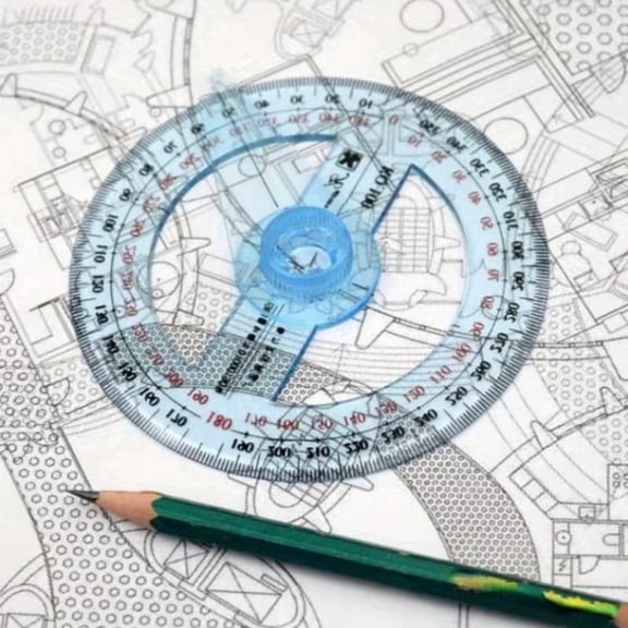 360 Degree Full Circle Protractor for Geometry, Math & Drawing, Clear Laser-Engraved Markings