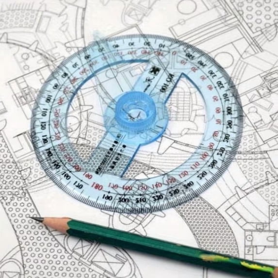 360 Degree Full Circle Protractor for Geometry Math Drawing