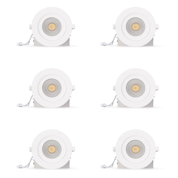 Infibrite 4” LED White Gimbal Trim 360-Degree LED Light Fixture, Dimmable Recessed Downlight, 3CCT, 6 Pack