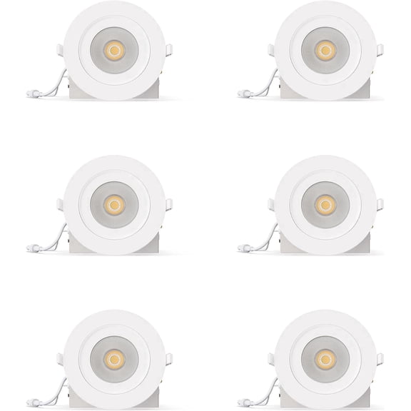 Infibrite 4” LED White Gimbal Trim 360-Degree LED Light Fixture, Dimmable Recessed Downlight, 5CCT, 6 Pack