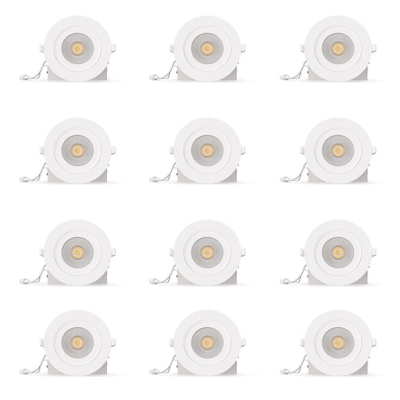 360 Degree Gimbal 4 Inch 5CCT Selectable White New Construction 12 Watt 1200LM Triac Dimmable LED Recessed Downllight 12 Pack