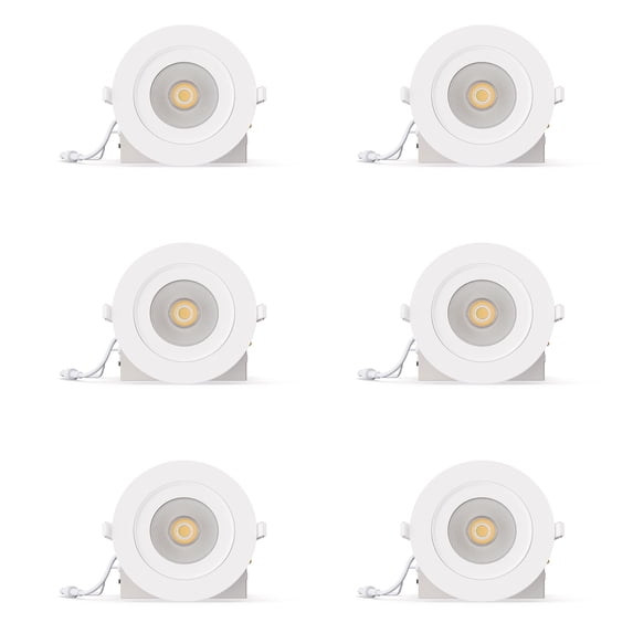 360 Degree Gimbal 4 Inch 5CCT Selectable White New Construction 12 Watt 1200LM Triac Dimmable LED Recessed Downllight 6 Pack