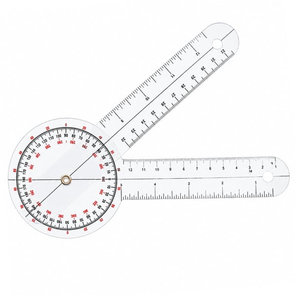 360-Degree Goniometer Ruler with Centimeter and US Customary Readings for Positioning Around Joints and Workpieces