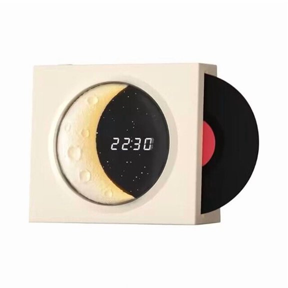 360-Degree Integrated Audio Station with Kinetic Lunar Disc, Desktop Bluetooth Speaker with Synchronized LED Clock, High-Torque Mechanical Sound Driver
