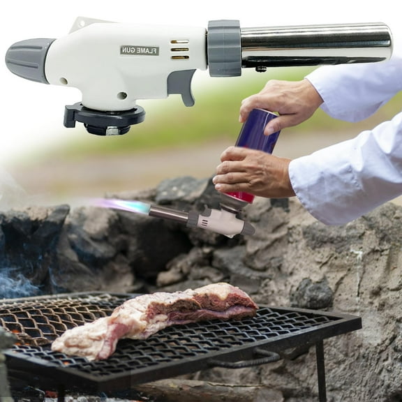 360 Degree Invertible Culinary Torch, Portable Butane Flame Gun, Baking BBQ Igniter with Safety Lock