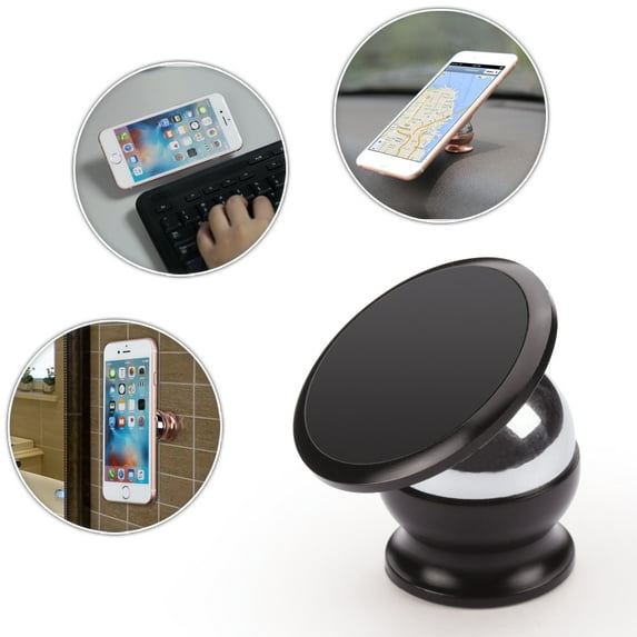 360 Degree Magnetic Smartphone Car Holder for Motorola Moto G7 Power, G7, X (2017), Z2 Force Edition, Z2 Play, Z Play, Z Force, Z, M, Z Play Droid (Black) + Mini Stylus
