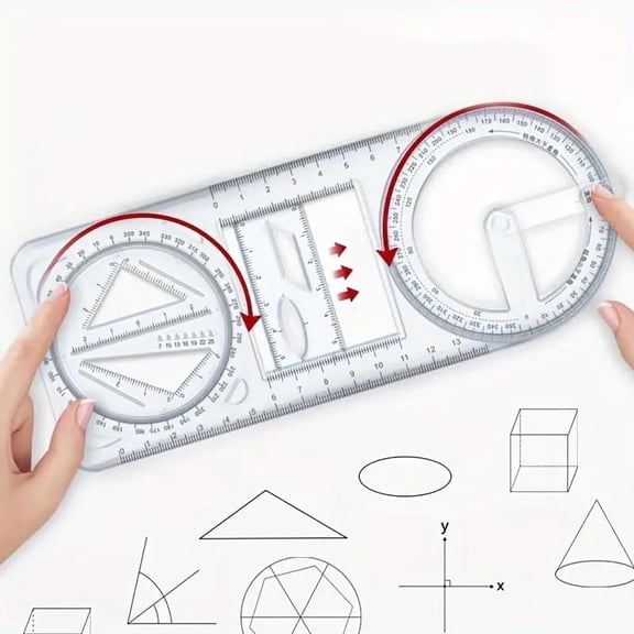 360 Degree Multi Angle Ruler Multifunctional Geometric Ruler, Drawing Stencil, Scale Measuring Tool