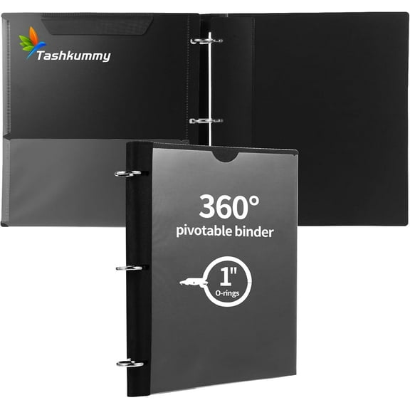 360 Degree Pivotable Binder, Upgraded 3 Ring Binder 1 inch, Flexible Binders Ring, Foldable Three Binders-