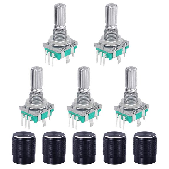 360 Degree Rotary Encoder with Push Button 5 Pin 20 Digits 6mm Shaft 20mm Length for Arduino Projects