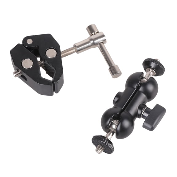 360 Degree Rotatable Aluminum Super Clamp With Double Head For Camera Monitor LED Light And Microphone Mounting