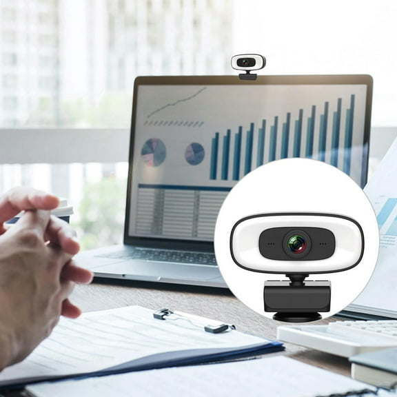 360 Degree Rotatable Computer Webcam USB HD Video Wide Angle Stereo Recording Camera Online Classes Calling With Microphone