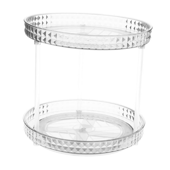 360 Degree Rotatable Cosmetic Display Case, Storage Multifunction Display Stand Holder Vanity Tray for Dresser Shelf Kitchen Countertop 2 Layers White