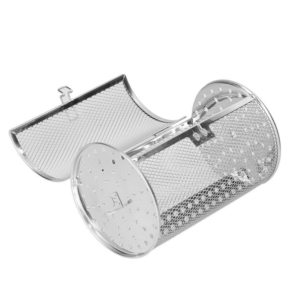 360 Degree Rotatable Fryer Basket Stainless Steel Baking Tool Air Fryer 360 Degree Rotation Baking Basket Baking Cage for Peanut Dried Nut Coffee Beans BBQ (12x12x18cm)