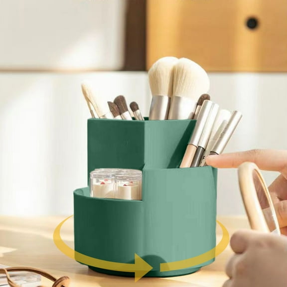 360 Degree Rotatable Pen Barrel, Three Compartment Storage Box, Separated Layered Rotatable Pencil Holders, Large Capacity Office Desk Personality Simples Multifunctional Storage Box