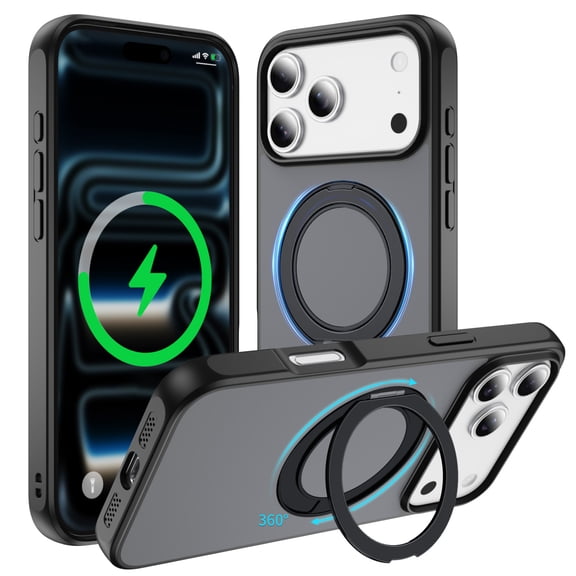 360 Degree Rotatable Ring Case for iPhone 17 Pro , (Compatible with MagSafe) Shockproof Phone Cover with Stand & Ring Holder