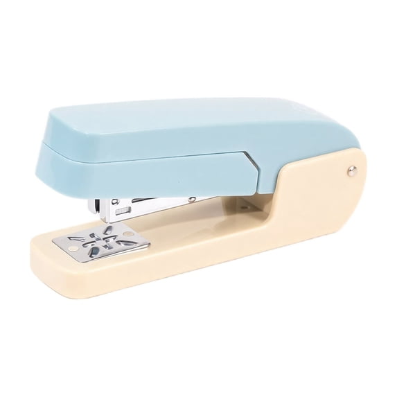 360 Degree Rotatable Stapler, Swivel Head Desktop Stapler for Corner Stapling Without Repositioning Paper, Ergonomic Metal Mini Stapler for Office School Home Students Teachers, Blue