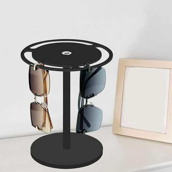 360 Degree Rotating Acrylic Eyeglass Holder Stand for Sunglasses Reading Glasses - Sturdy Stable Storage Organizer with Silent Bearing, Easy to Install, Perfect Gift for Home Office Vanity