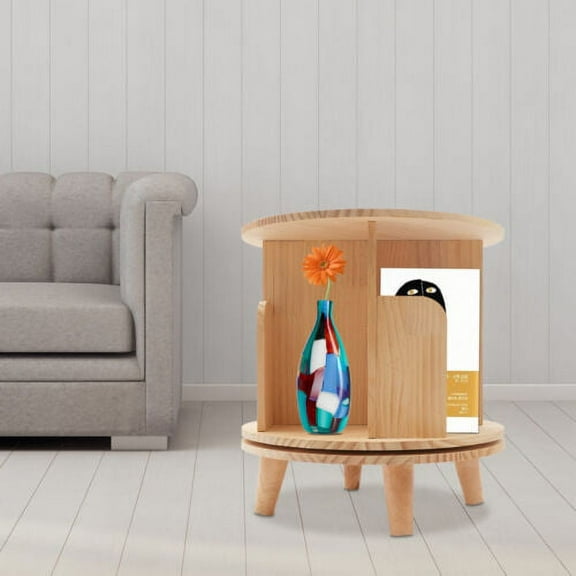 360 Degree Rotating Bookcase 1-Tier Storage Rack Unique Display Bookshelf Silent