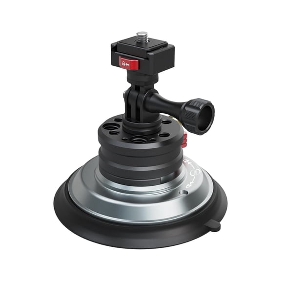 360 Degree Rotating Car Camera Mount With Alloy Metal Base And Strong Suction Cup For Smooth Area Attachment