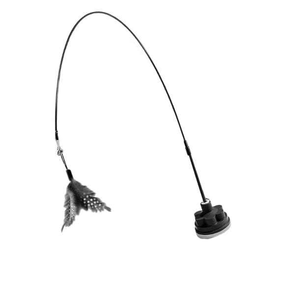 lanema Suction Cup Cats Teaser Wand With Moving Feathered Flexible Rotating Teasing Toy
