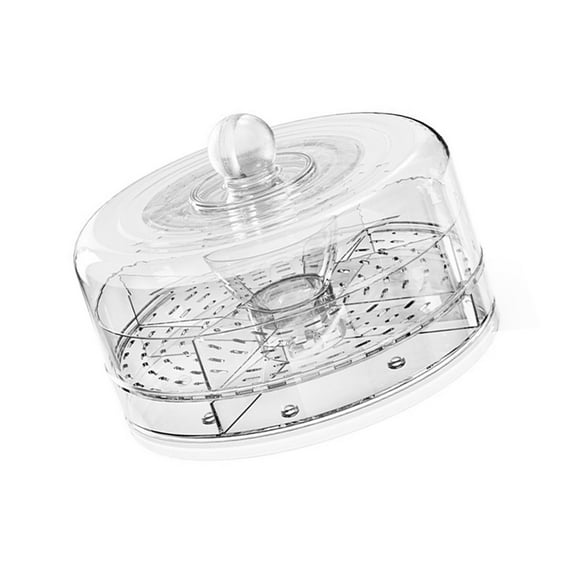 360 Degree Rotating Chilled Serving Platter With 4 Compartments for Snacks Appetizers Clear Plastic Display Tray