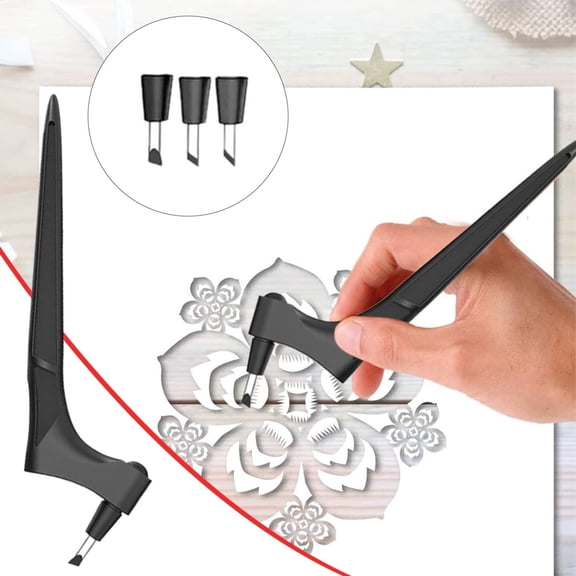 360-Degree Rotating Craft Knife - Craft Cutting Tools - Paper Cutting Tool - Handheld Carving Knife With Three Blades Black