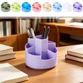 thumbnail image 1 of 360 Degree Rotating Desktop Pen Holder, Stepped Multi Compartment Stationery Storage Bin, Plastic Tableware Organizer for Office Desk, AKLJWH, 1 of 6