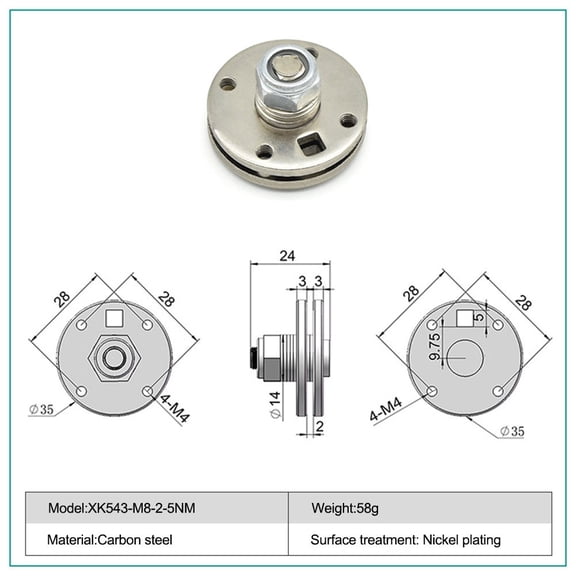 360 Degree Rotating Disc Type Damping Shaft 2MM Pitch Disc Shaft 2Pcs XK543-M8-2
