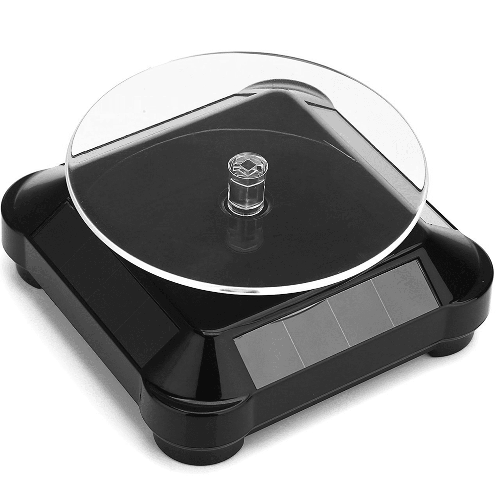 Rotating Display Stand 3.5 Solar Powered Jewelry UV Light Curing  Turntable,US